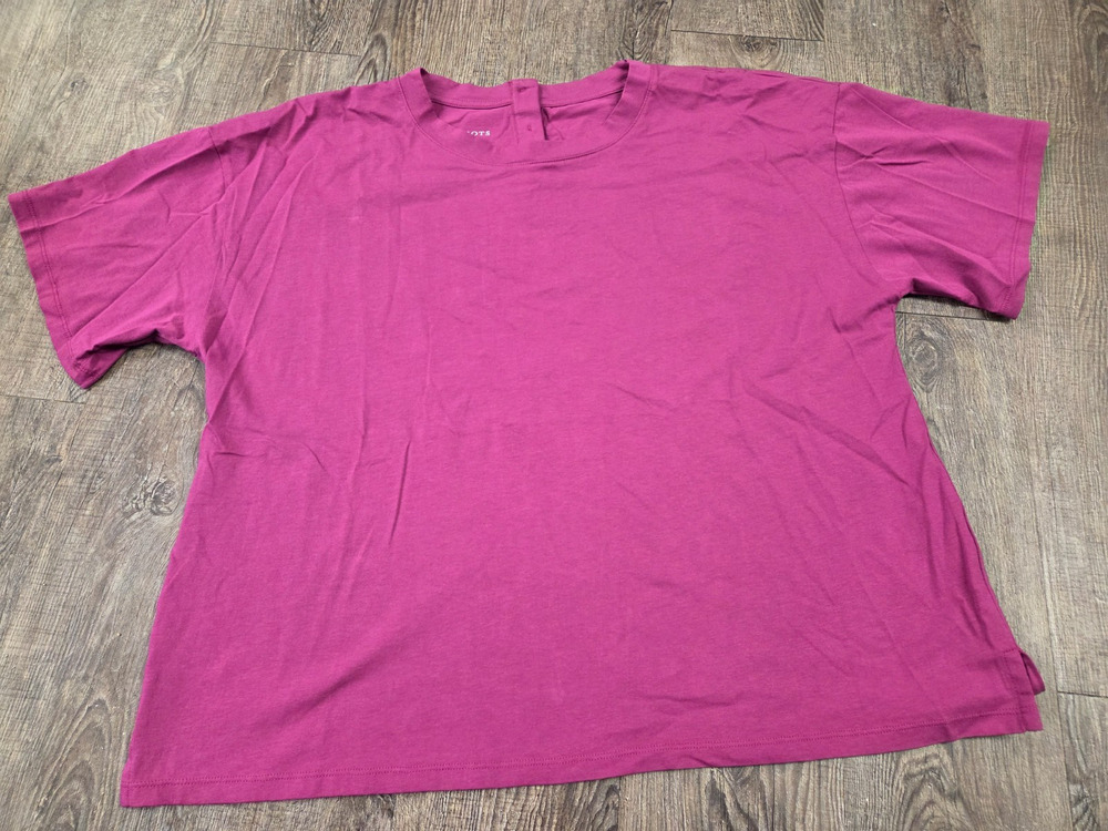 Talbots Berry Pink Short Sleeve Blouse Top Shirt Buttons Back Size XL